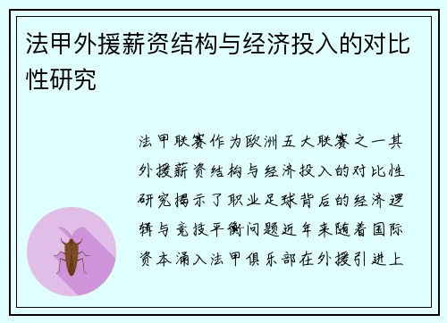 法甲外援薪资结构与经济投入的对比性研究